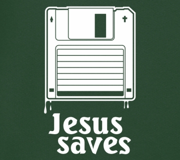 T-Shirt: Jesus saves (alte Diskette)